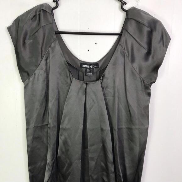 Kensie Dress Womens M Gray Silk Slinky Shapeless Loose Fit Gray Mini Club - Picture 3 of 8